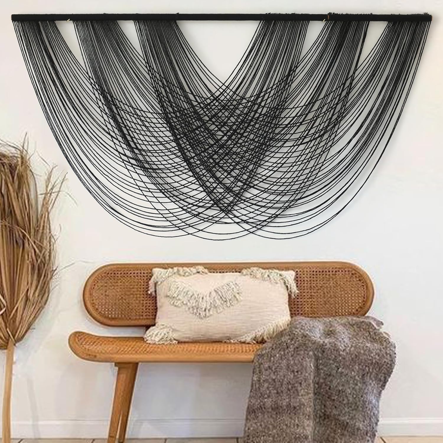 Macrame Wall Hanging Dip-Dye Boho Home Decor Fiber Wall Art Craftsmanship Bedroom Livingroom 57" W x 39" L