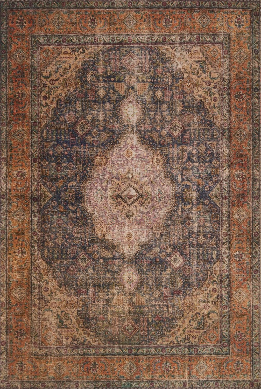 Loloi Loren Collection LQ-15 Terracotta/Sky 5'-0" x 7'-6" Area Rug
