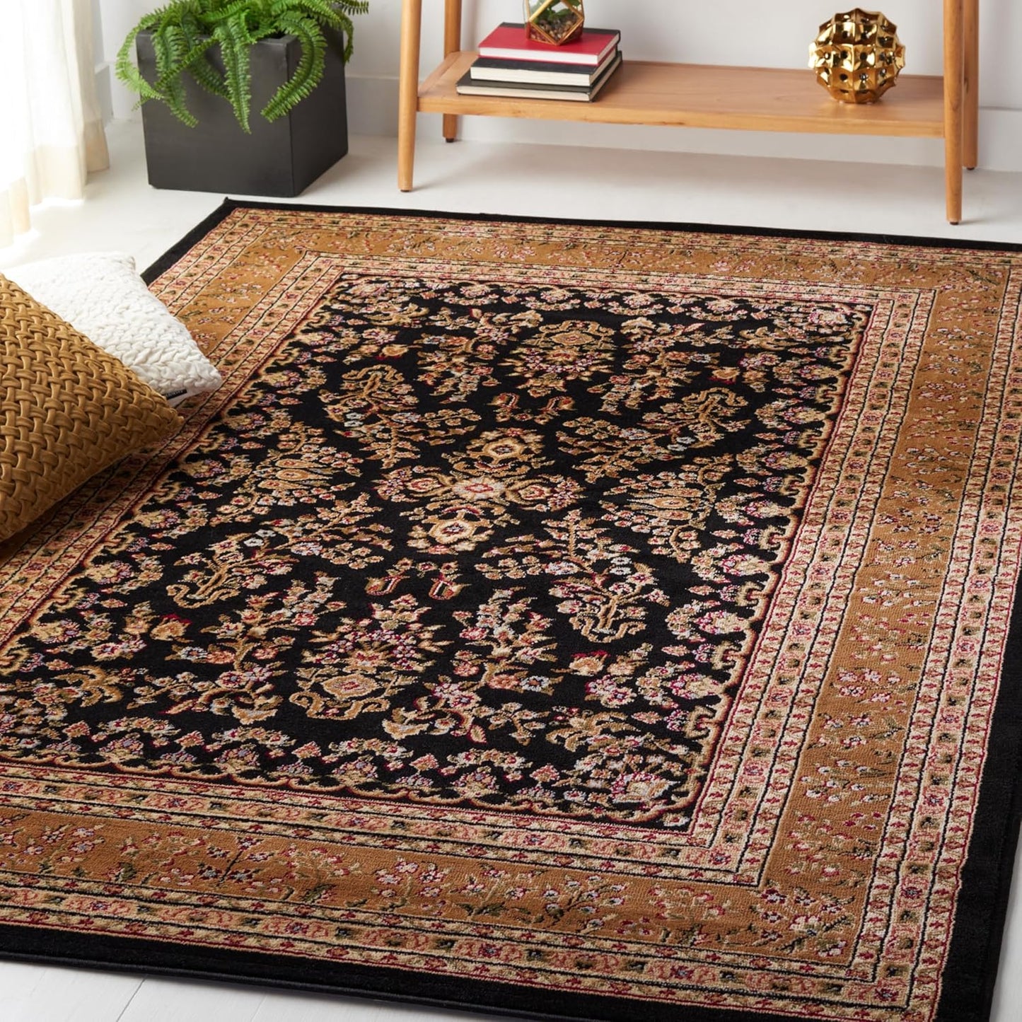 SAFAVIEH Lyndhurst Collection Area Rug - 9' x 12', Red & Black, Traditional Oriental Design, Non-Shedding & Easy Care, Ideal for High Traffic Areas in Living Room, Bedroom (LNH331B)