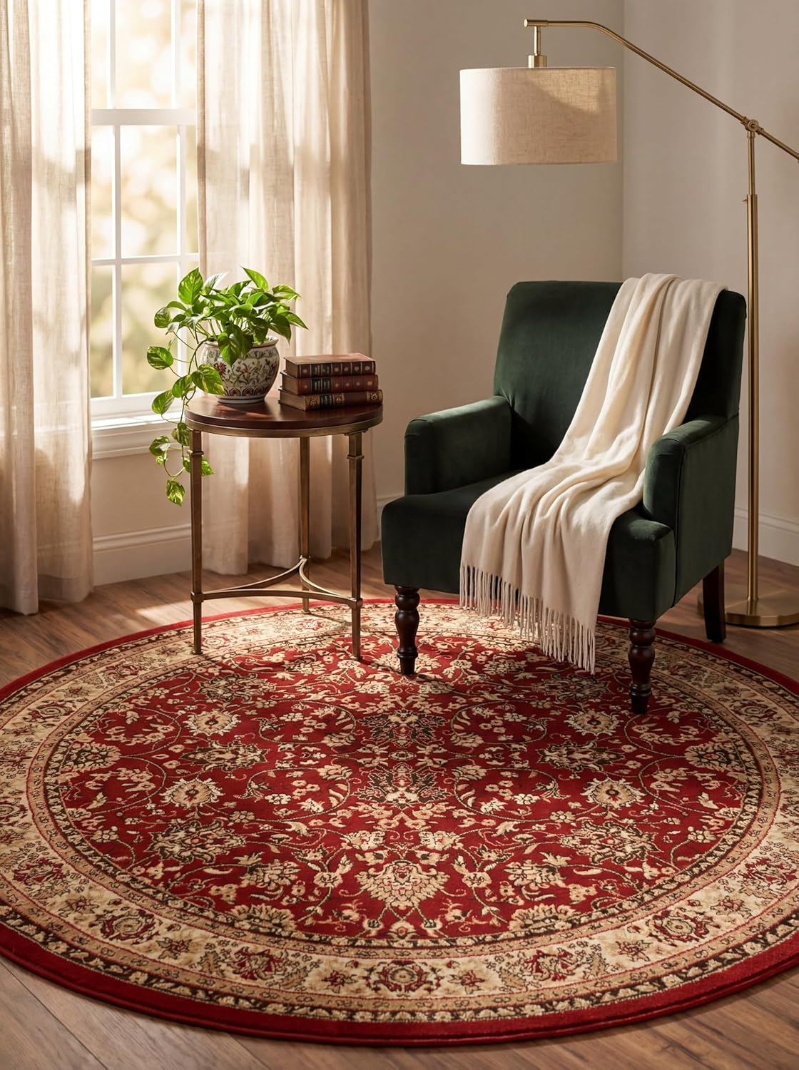 Rugs.com Yasmin Collection Rug – 8' x 10' Burgundy Medium Rug Perfect for Living Rooms, Large Dining Rooms, Open Floorplans