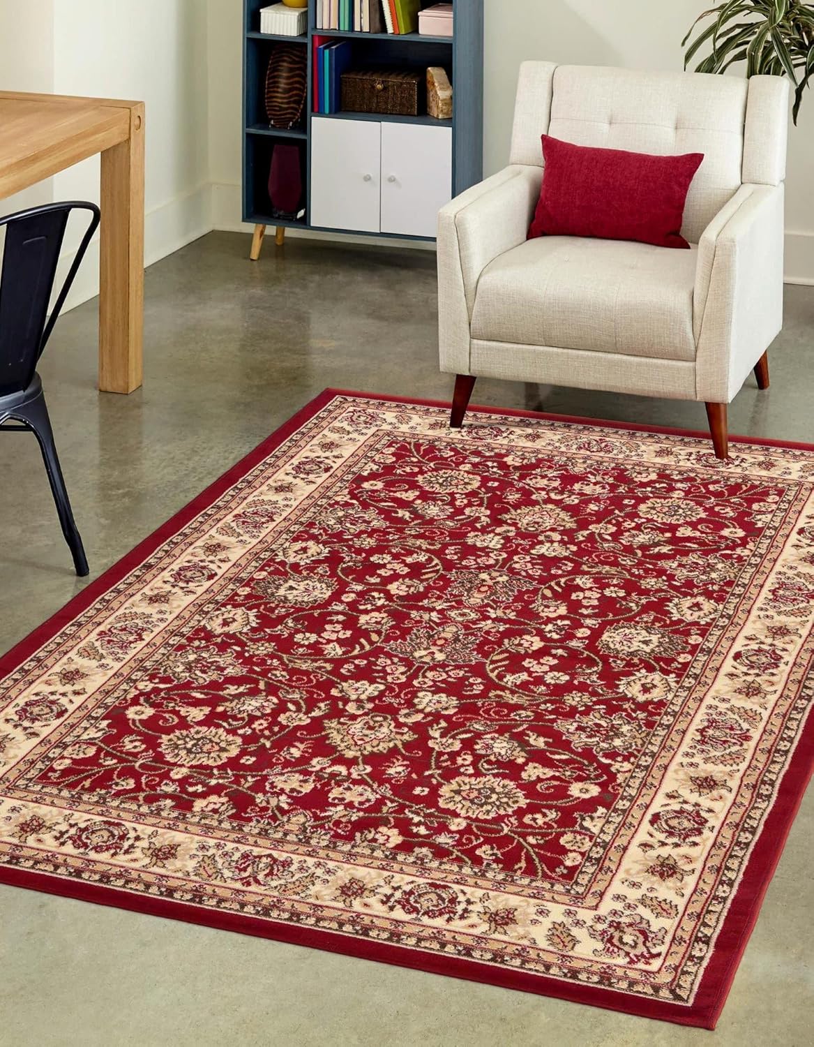 Rugs.com Yasmin Collection Rug – 8' x 10' Burgundy Medium Rug Perfect for Living Rooms, Large Dining Rooms, Open Floorplans