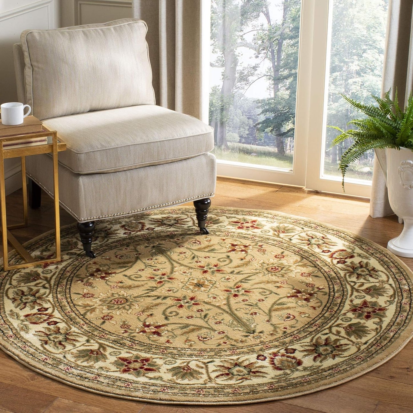 SAFAVIEH Lyndhurst Collection Area Rug - 9' x 12', Beige & Ivory, Traditional Oriental Design, Non-Shedding & Easy Care, Ideal for High Traffic Areas in Living Room, Bedroom (LNH212D)