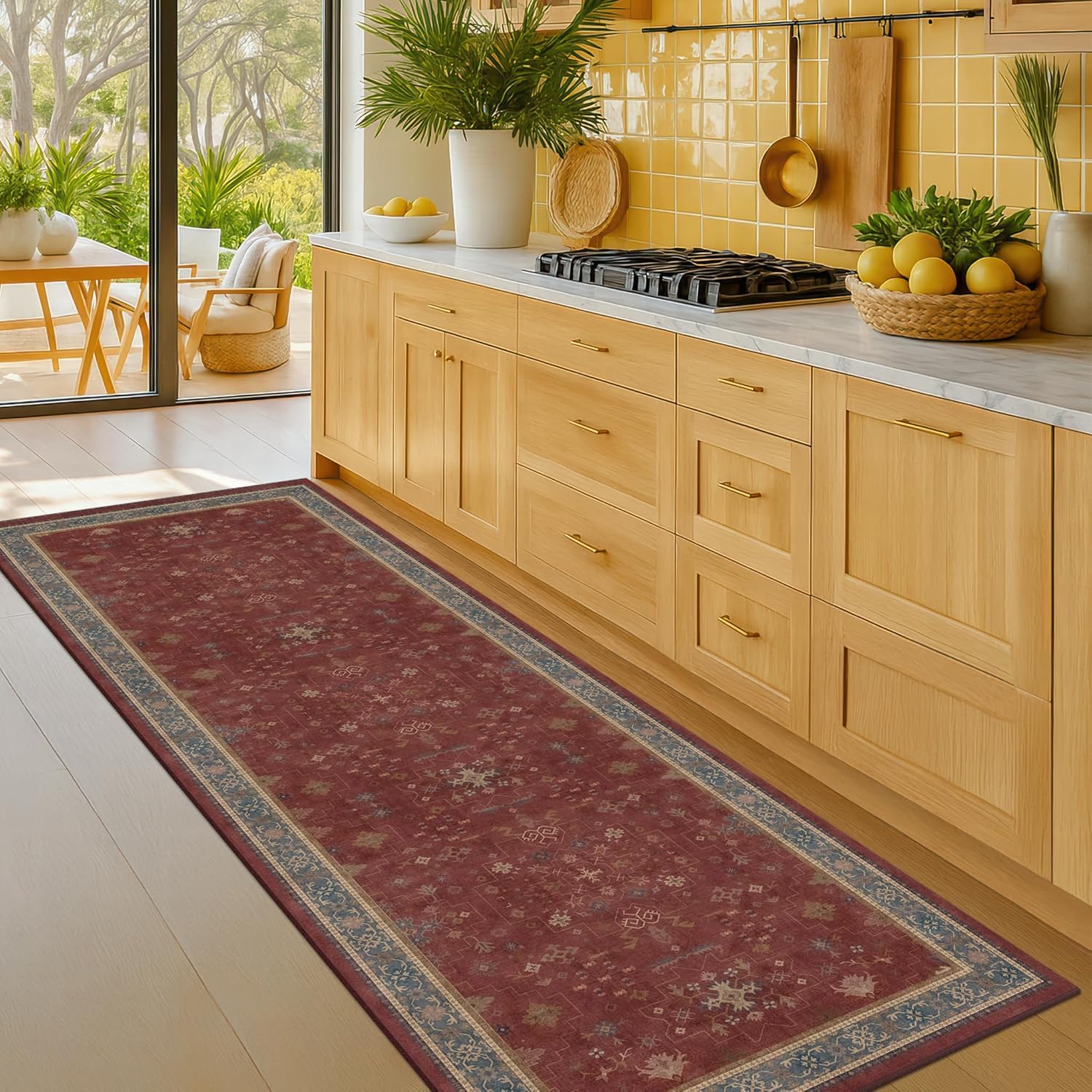 Black Farmhouse Washable 8x10 Area Rugs for Living Room, Bedroom, Dining Room Kitchen Table Rug for Under Table, Office, Dark Charcoal Tumble Stain Resistant Non-Slip Large Washable (8x10 Black/Multi)