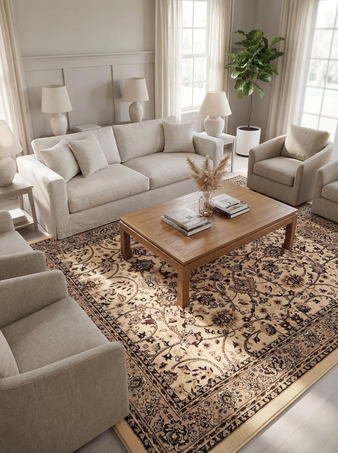 Rugs.com Yasmin Collection Rug – 8' x 10' Burgundy Medium Rug Perfect for Living Rooms, Large Dining Rooms, Open Floorplans