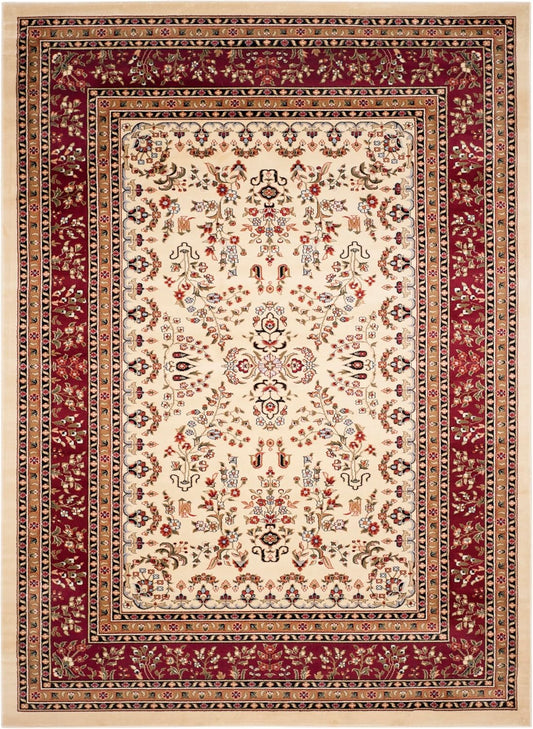SAFAVIEH Lyndhurst Collection Area Rug - 8' x 10', Ivory & Red, Traditional Oriental Design, Non-Shedding & Easy Care, Ideal for High Traffic Areas in Living Room, Bedroom (LNH331A)