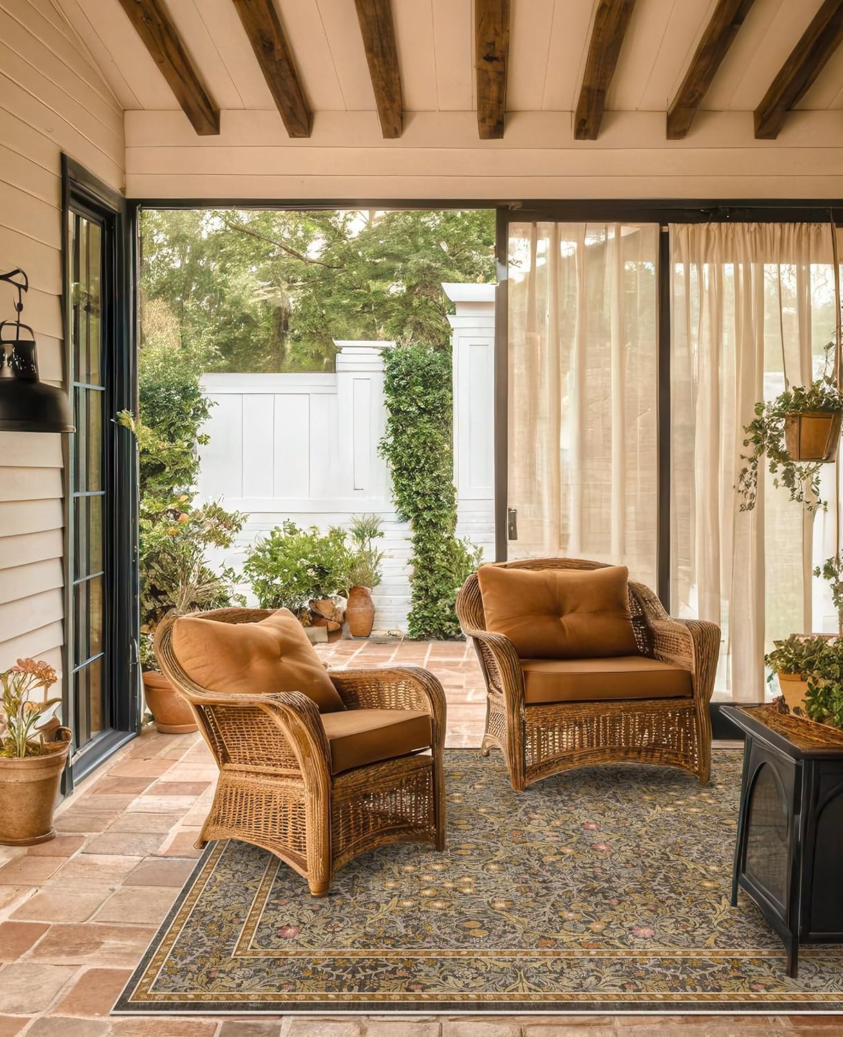 Vintage Dark Green Living Room Rug, 8x10 Washable Area Rugs for Dining Room Under Kitchen Table, Bedroom, Oriental Low Pile Stain Resistant Non-Slip Large Carpet (8x10 Dark Green)