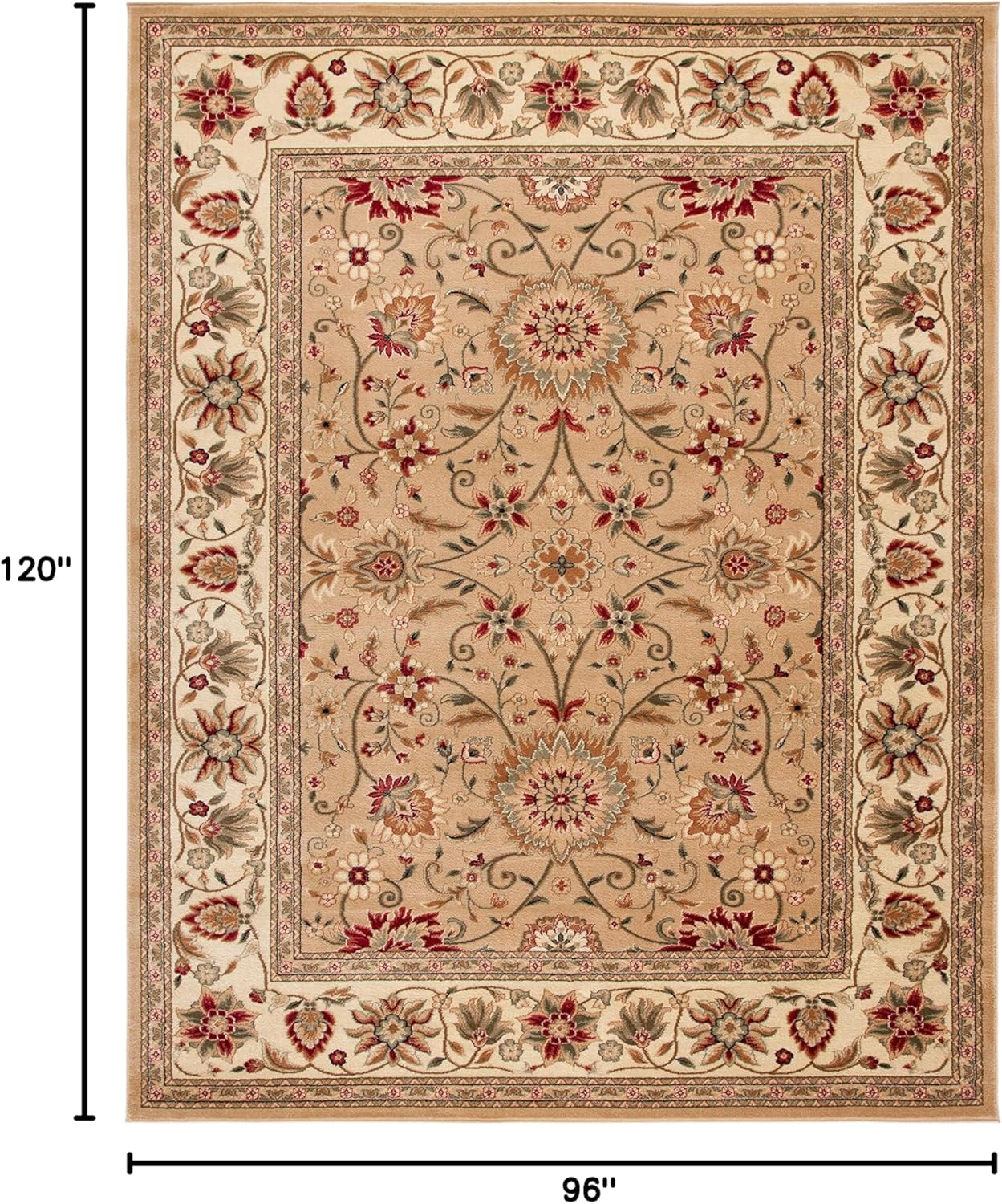 SAFAVIEH Lyndhurst Collection Area Rug - 8' x 10', Beige & Ivory, Traditional Oriental Design, Non-Shedding & Easy Care, Ideal for High Traffic Areas in Living Room, Bedroom (LNH212D)