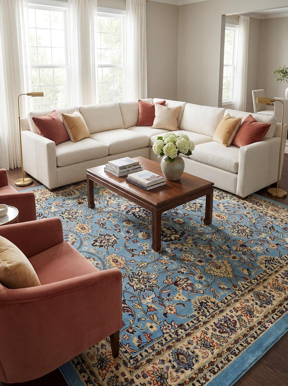 Rugs.com Yasmin Collection Rug – 8' x 10' Burgundy Medium Rug Perfect for Living Rooms, Large Dining Rooms, Open Floorplans