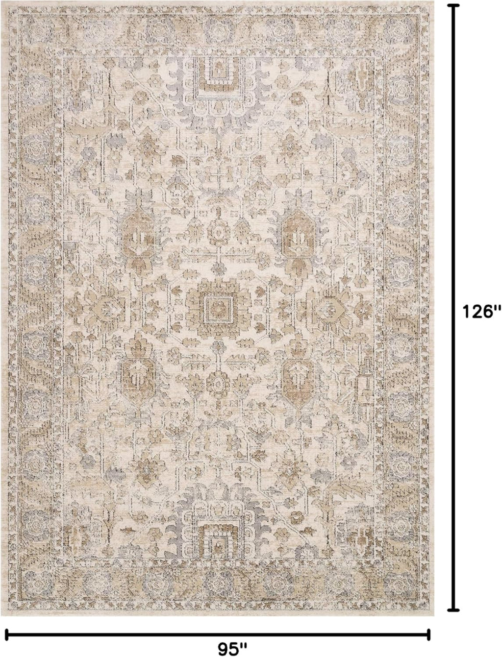 Loloi Teagan Collection TEA-03 Ivory/Sand 7'-11" x 10'-6" Area Rug, Large, Soft Neutral Rug, High-Traffic for Living Room, Bedroom, Home Office, Dining Area