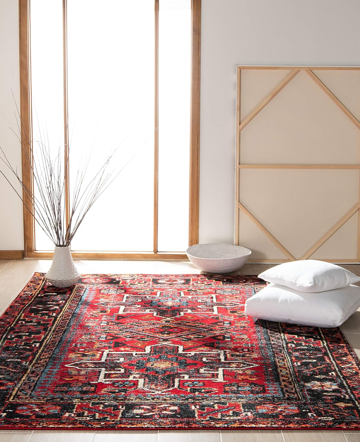 SAFAVIEH Area Rug 8x10 - Vintage Hamadan Collection - Large - Red & Multi, Traditional Persian Design, Non-Shedding & Easy to Clean, Ideal for Living Room, Bedroom, Dining Space (VTH211A)