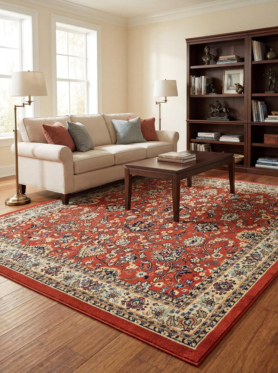 Rugs.com Yasmin Collection Rug – 8' x 10' Burgundy Medium Rug Perfect for Living Rooms, Large Dining Rooms, Open Floorplans
