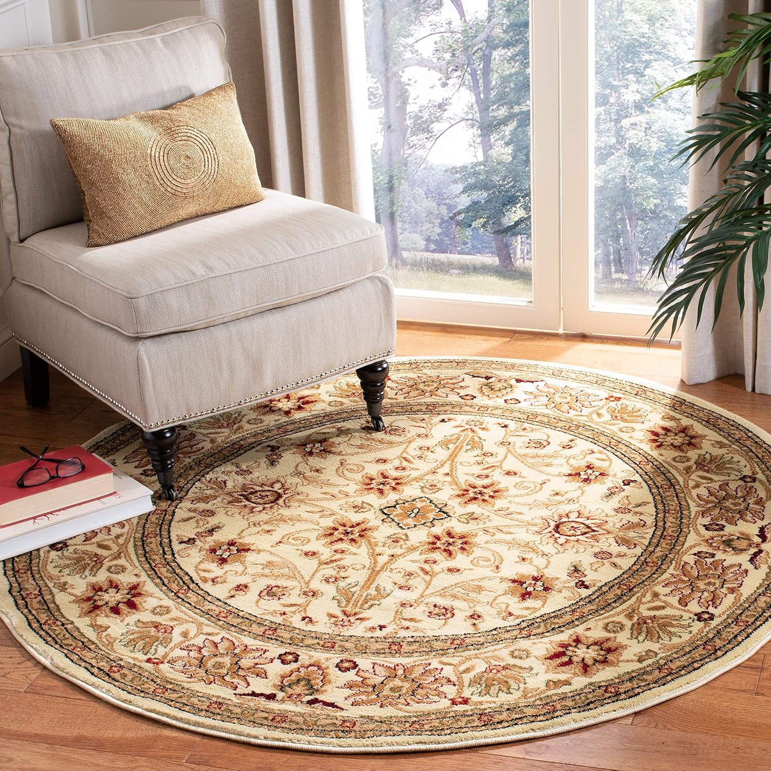 SAFAVIEH Lyndhurst Collection Area Rug - 8' x 10', Beige & Ivory, Traditional Oriental Design, Non-Shedding & Easy Care, Ideal for High Traffic Areas in Living Room, Bedroom (LNH212D)