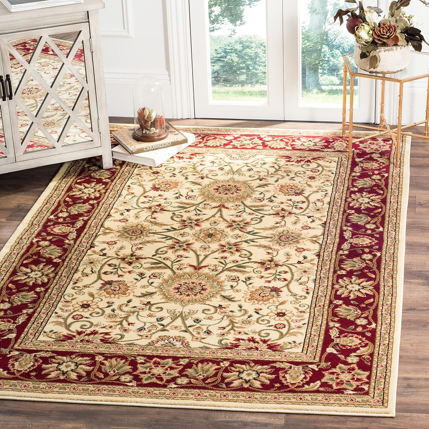 SAFAVIEH Lyndhurst Collection Area Rug - 8' x 10', Beige & Ivory, Traditional Oriental Design, Non-Shedding & Easy Care, Ideal for High Traffic Areas in Living Room, Bedroom (LNH212D)