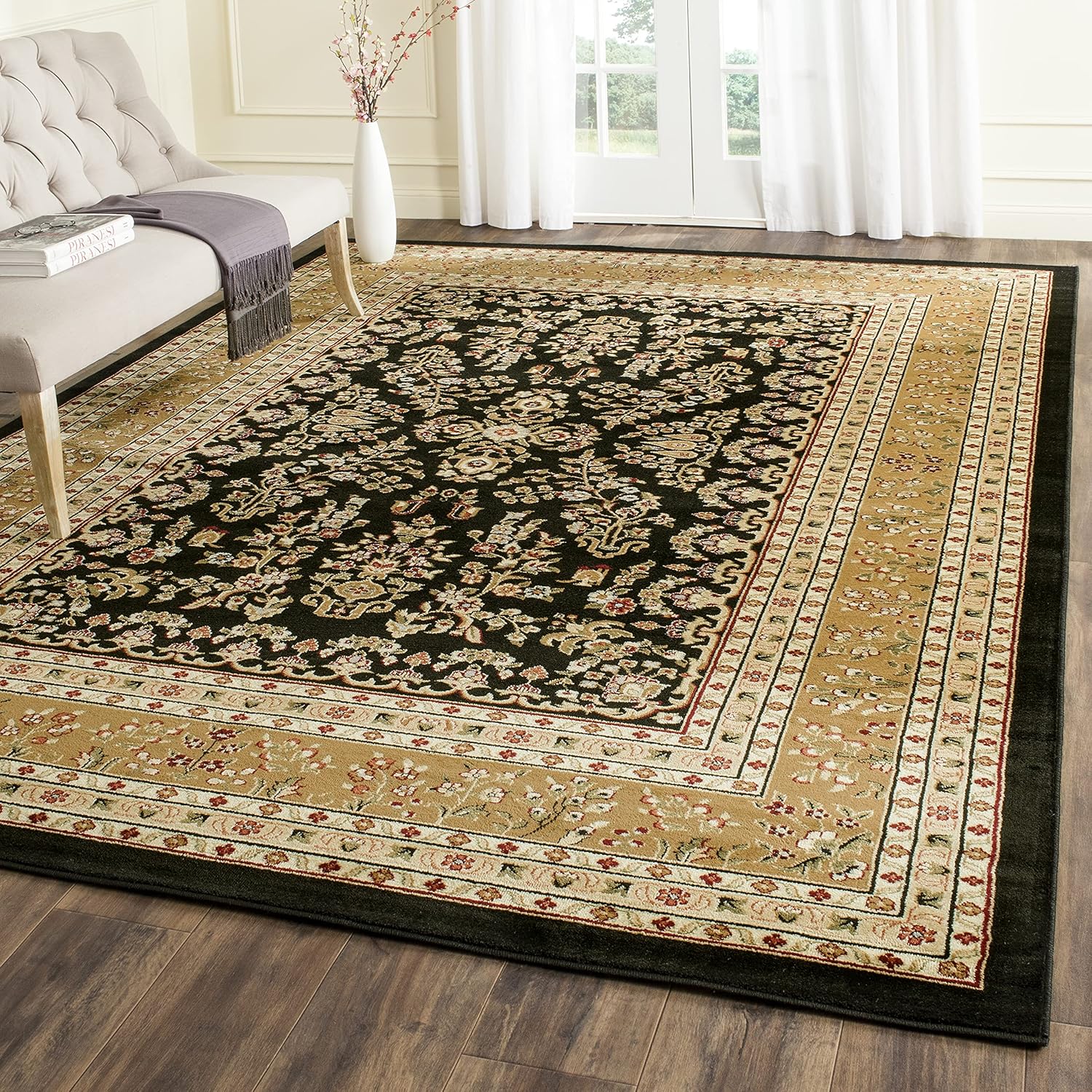 SAFAVIEH Area Rug 6x9 - Lyndhurst Collection - Red & Black, Traditional Oriental Design, Non-Shedding & Easy to Clean, Ideal for Living Room, Bedroom, Dining Space (LNH331B)