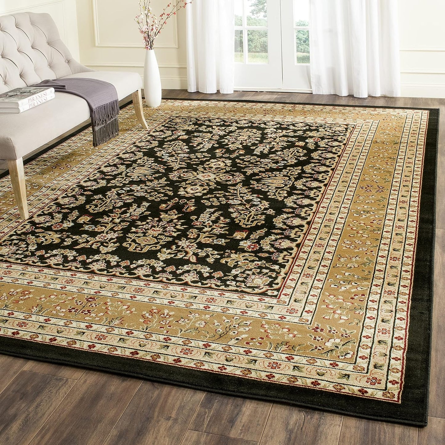 SAFAVIEH Lyndhurst Collection Area Rug - 6' x 9', Red & Black, Traditional Oriental Design, Non-Shedding & Easy Care, Ideal for High Traffic Areas in Living Room, Bedroom (LNH331B)