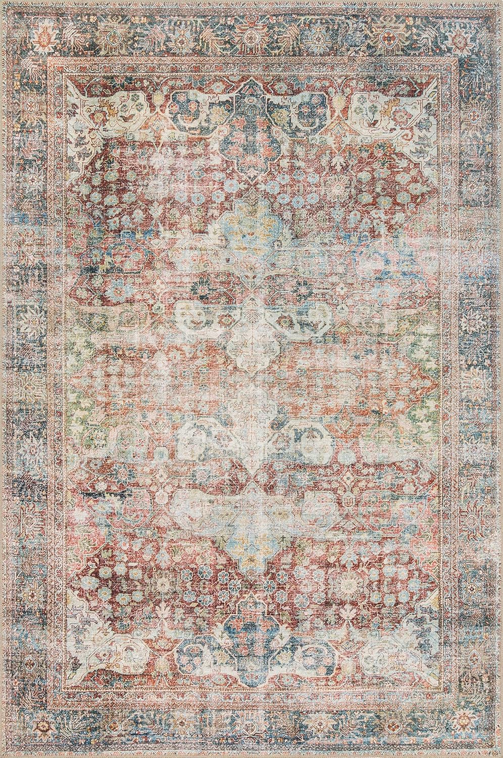 Loloi Loren Collection LQ-15 Terracotta/Sky 5'-0" x 7'-6" Area Rug