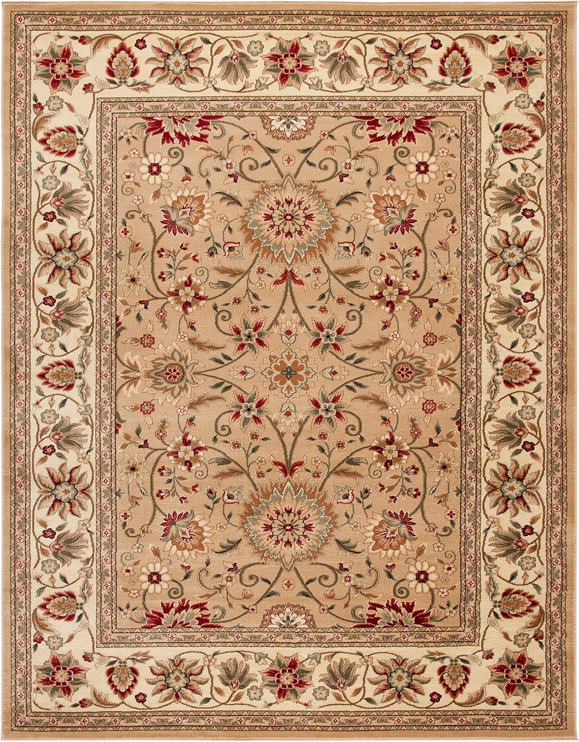 SAFAVIEH Lyndhurst Collection Area Rug - 8' x 10', Beige & Ivory, Traditional Oriental Design, Non-Shedding & Easy Care, Ideal for High Traffic Areas in Living Room, Bedroom (LNH212D)
