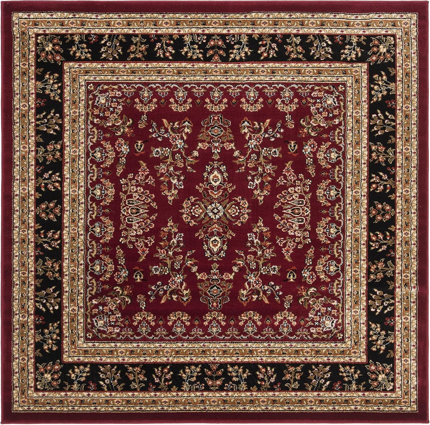 SAFAVIEH Lyndhurst Collection Area Rug - 9' x 12', Red & Black, Traditional Oriental Design, Non-Shedding & Easy Care, Ideal for High Traffic Areas in Living Room, Bedroom (LNH331B)
