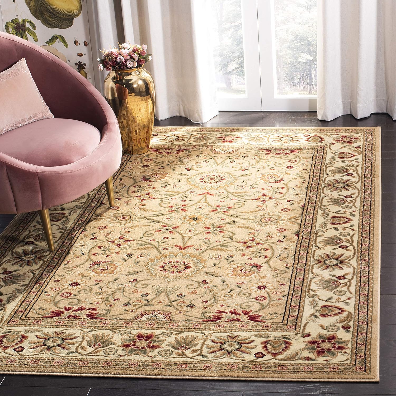 SAFAVIEH Lyndhurst Collection Area Rug - 8' x 10', Beige & Ivory, Traditional Oriental Design, Non-Shedding & Easy Care, Ideal for High Traffic Areas in Living Room, Bedroom (LNH212D)