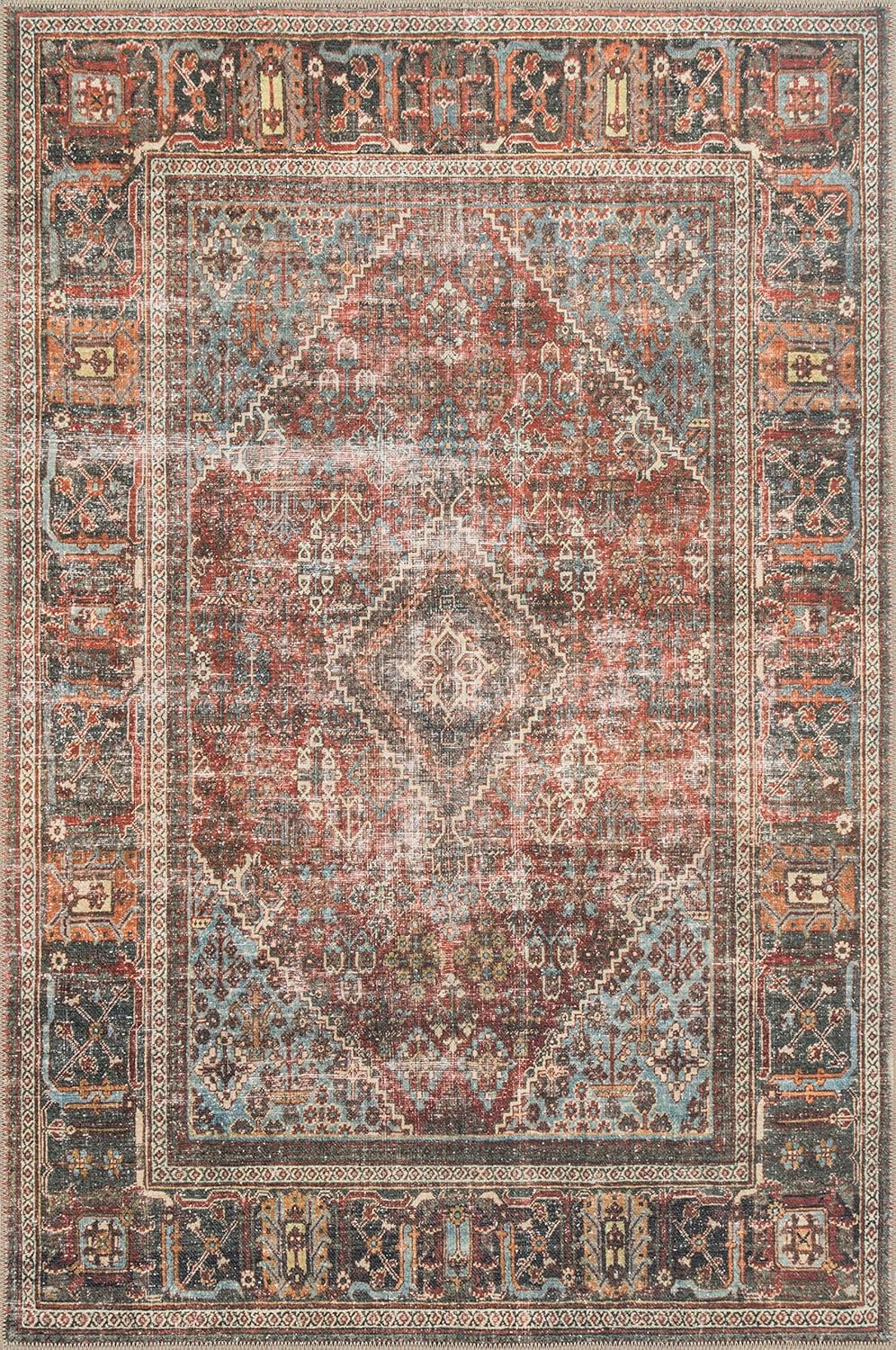 Loloi Loren Collection LQ-15 Terracotta/Sky 5'-0" x 7'-6" Area Rug