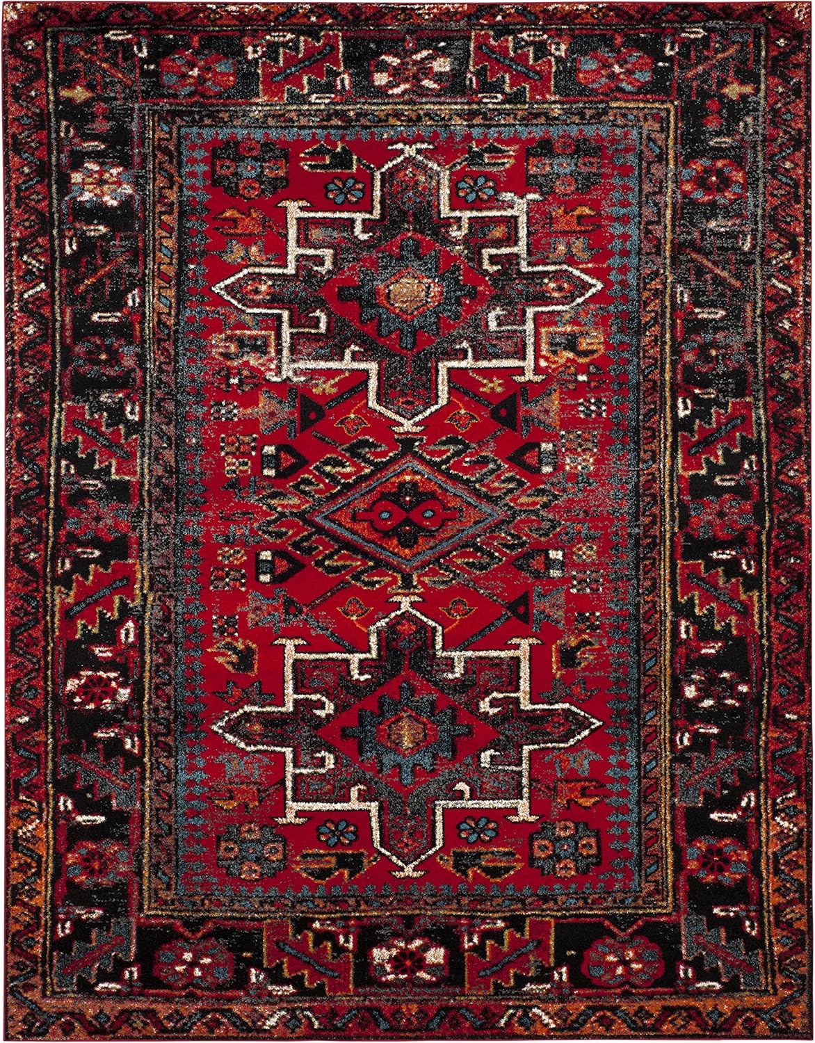 SAFAVIEH Area Rug 8x10 - Vintage Hamadan Collection - Large - Red & Multi, Traditional Persian Design, Non-Shedding & Easy to Clean, Ideal for Living Room, Bedroom, Dining Space (VTH211A)