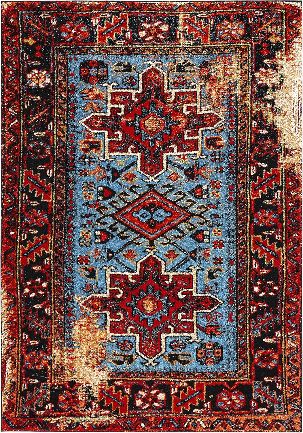 SAFAVIEH Vintage Hamadan Collection Area Rug - 5'3" x 7'6", Red & Multi, Oriental Traditional Persian Design, Non-Shedding & Easy Care, Ideal for High Traffic Areas in Living Room, Bedroom (VTH211A)