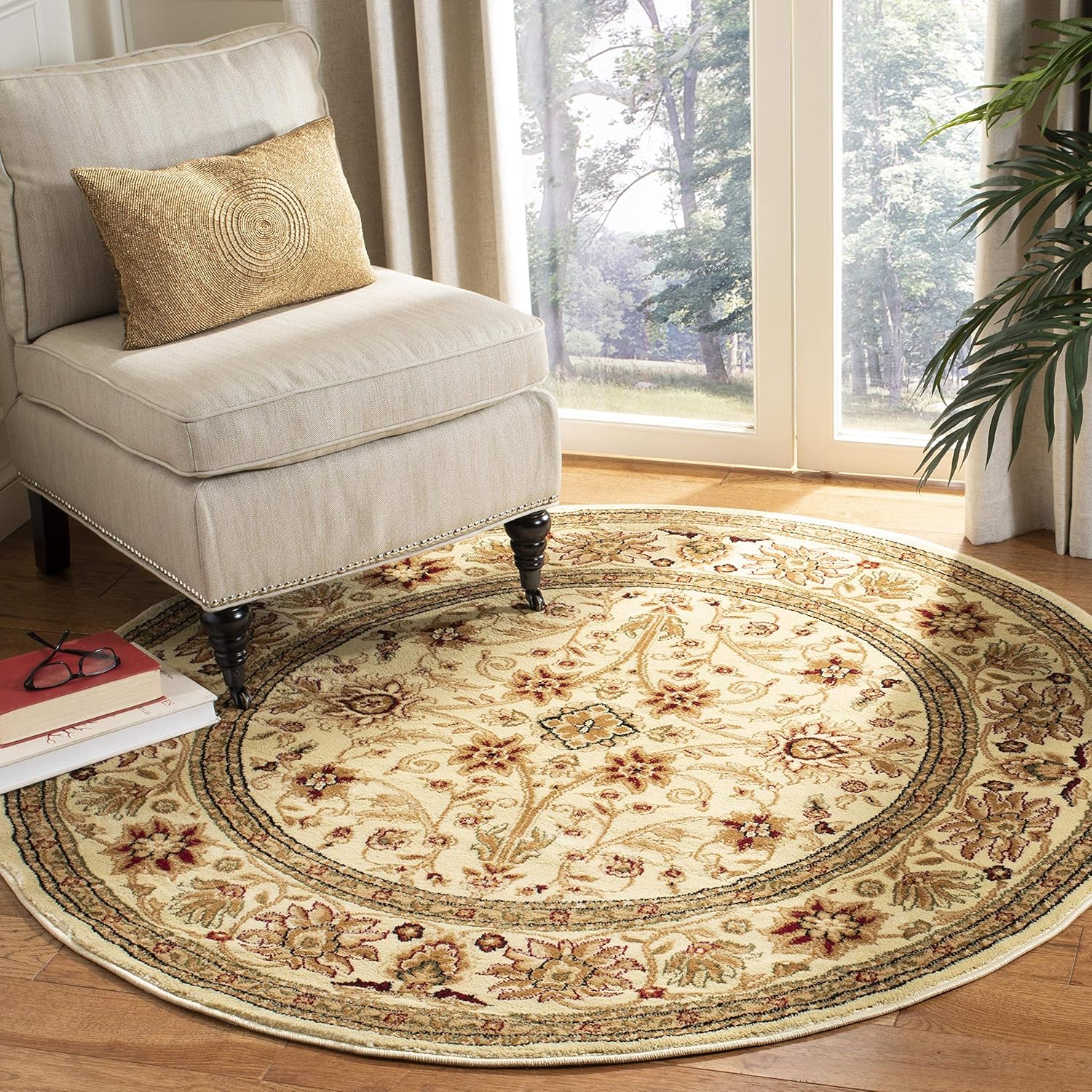 SAFAVIEH Lyndhurst Collection Area Rug - 8' x 10', Beige & Ivory, Traditional Oriental Design, Non-Shedding & Easy Care, Ideal for High Traffic Areas in Living Room, Bedroom (LNH212D)