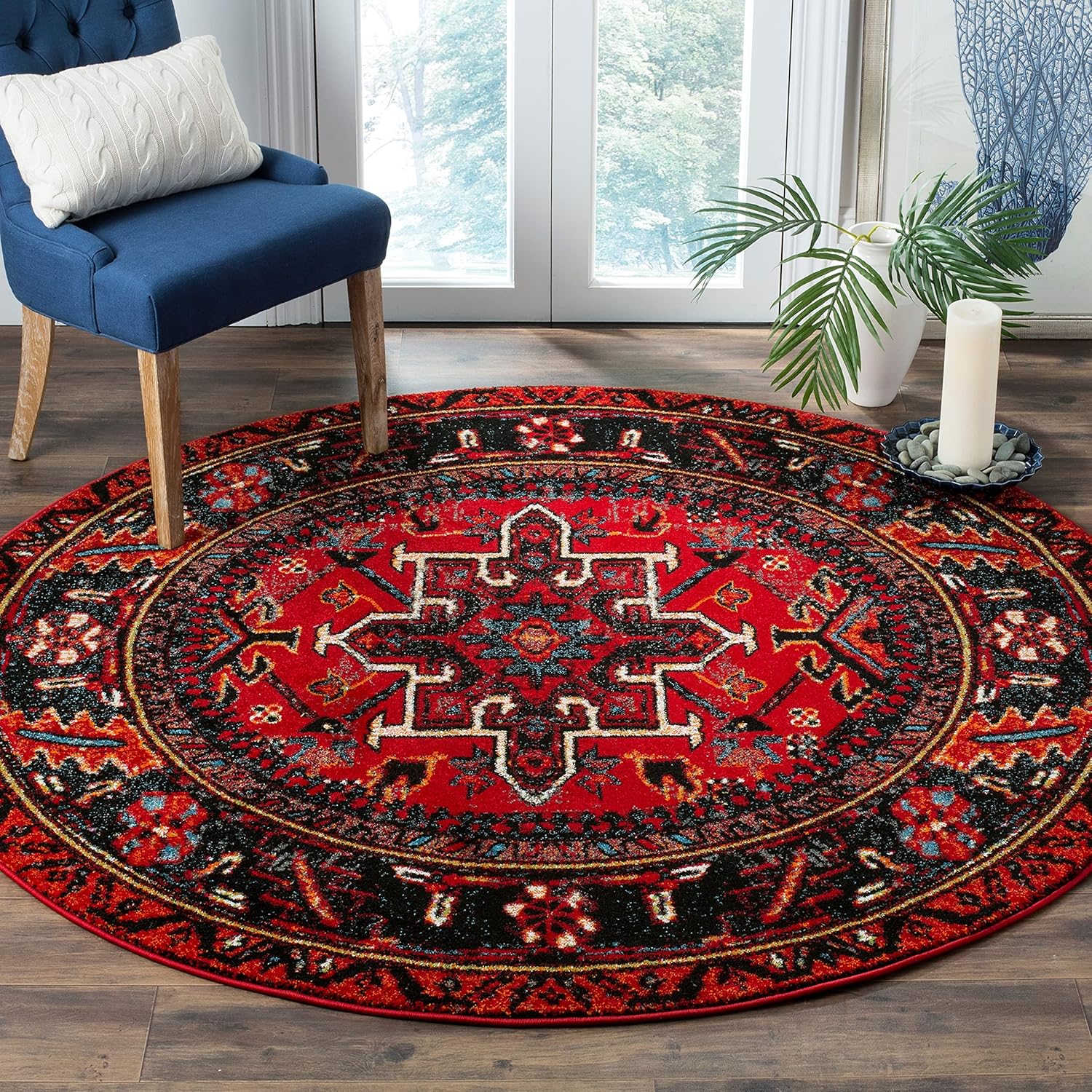 SAFAVIEH Area Rug 8x10 - Vintage Hamadan Collection - Large - Red & Multi, Traditional Persian Design, Non-Shedding & Easy to Clean, Ideal for Living Room, Bedroom, Dining Space (VTH211A)