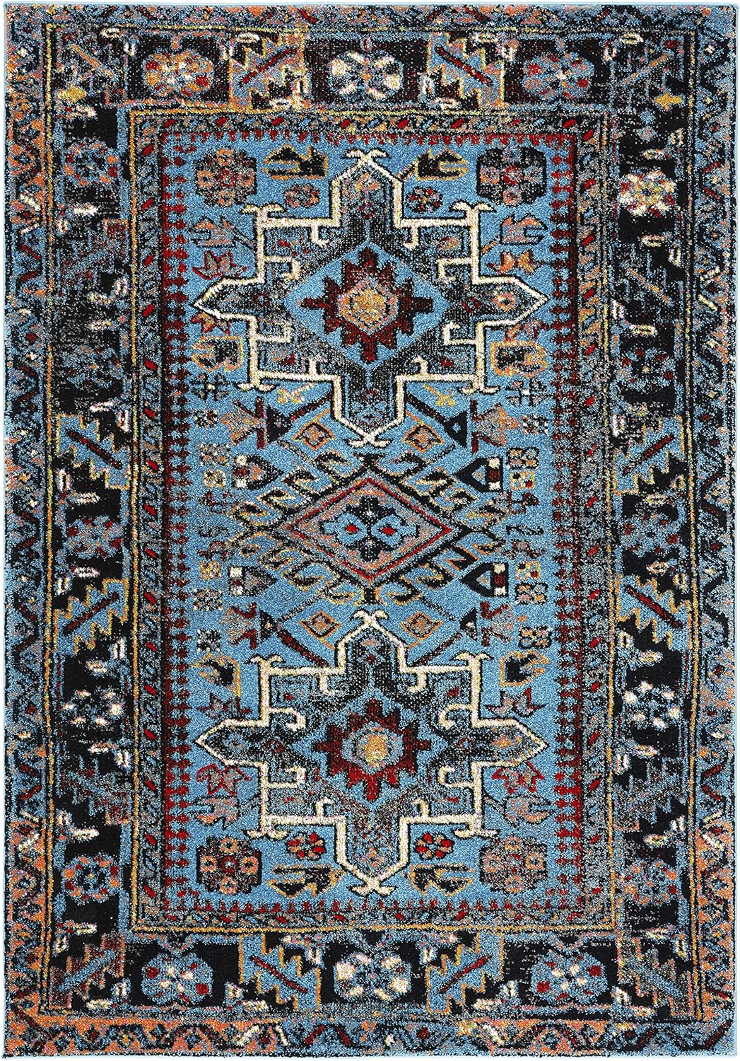 SAFAVIEH Vintage Hamadan Collection Area Rug - 5'3" x 7'6", Red & Multi, Oriental Traditional Persian Design, Non-Shedding & Easy Care, Ideal for High Traffic Areas in Living Room, Bedroom (VTH211A)