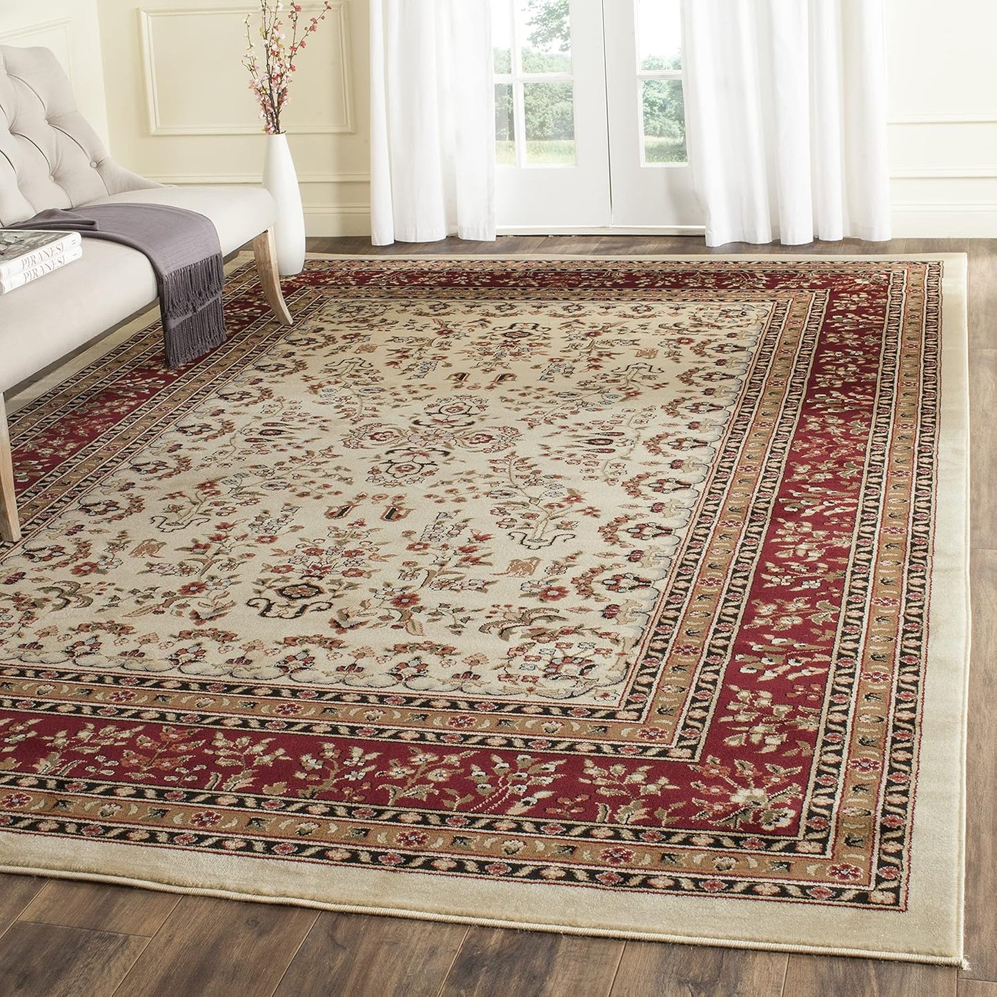 SAFAVIEH Lyndhurst Collection Area Rug - 9' x 12', Red & Black, Traditional Oriental Design, Non-Shedding & Easy Care, Ideal for High Traffic Areas in Living Room, Bedroom (LNH331B)