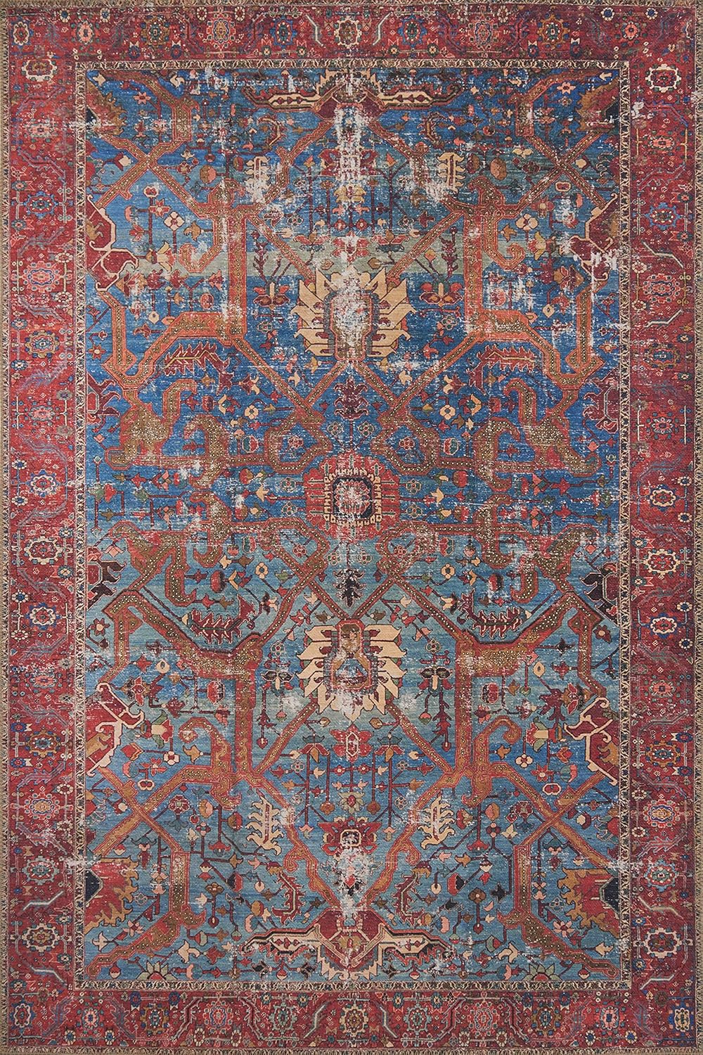 Loloi Loren Collection LQ-15 Terracotta/Sky 5'-0" x 7'-6" Area Rug