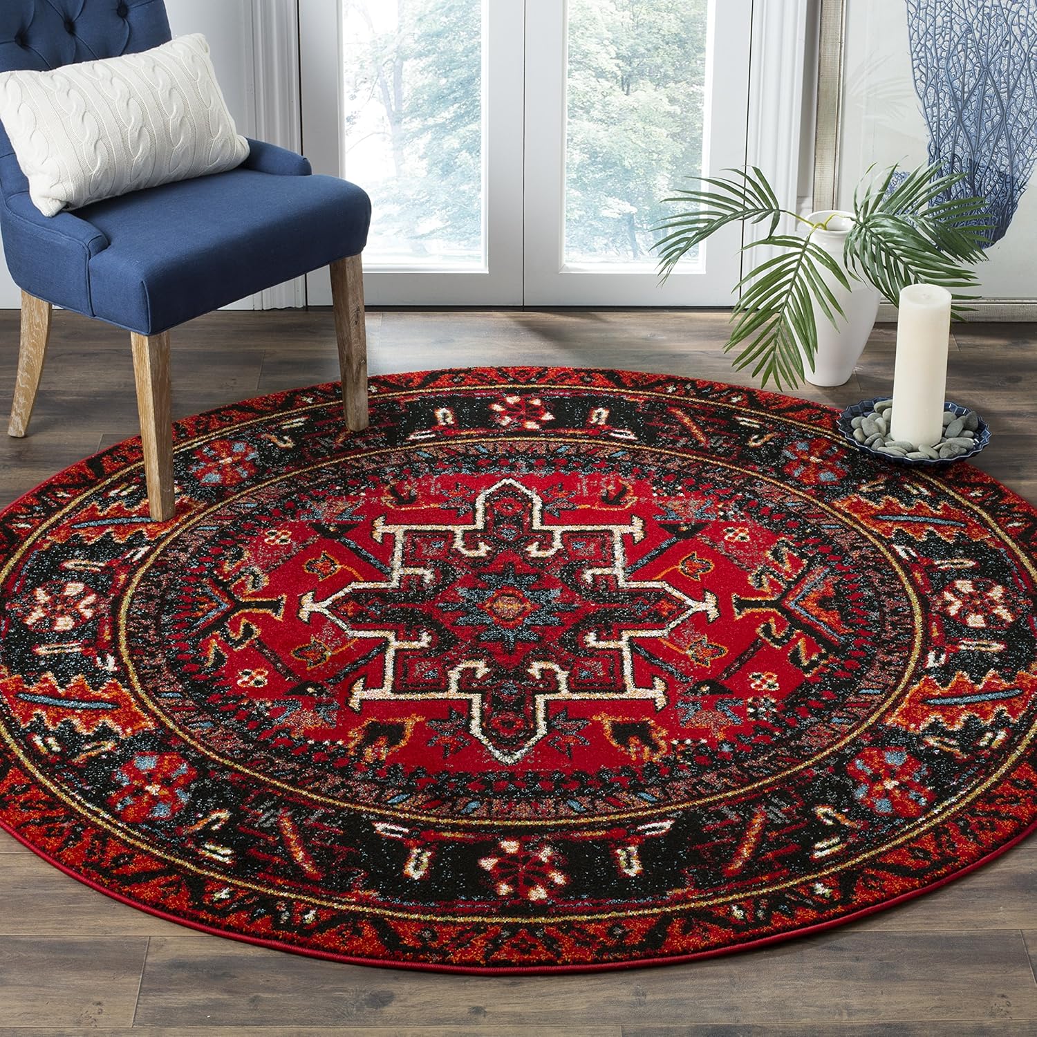 SAFAVIEH Area Rug 8x10 - Vintage Hamadan Collection - Large - Red & Multi, Traditional Persian Design, Non-Shedding & Easy to Clean, Ideal for Living Room, Bedroom, Dining Space (VTH211A)
