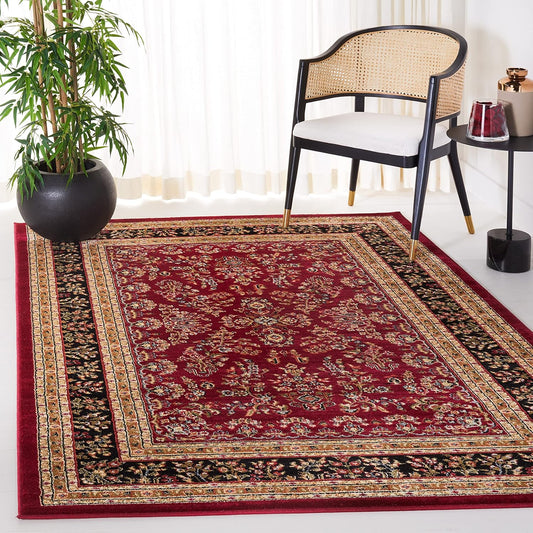 SAFAVIEH Lyndhurst Collection Area Rug - 6' x 9', Red & Black, Traditional Oriental Design, Non-Shedding & Easy Care, Ideal for High Traffic Areas in Living Room, Bedroom (LNH331B)