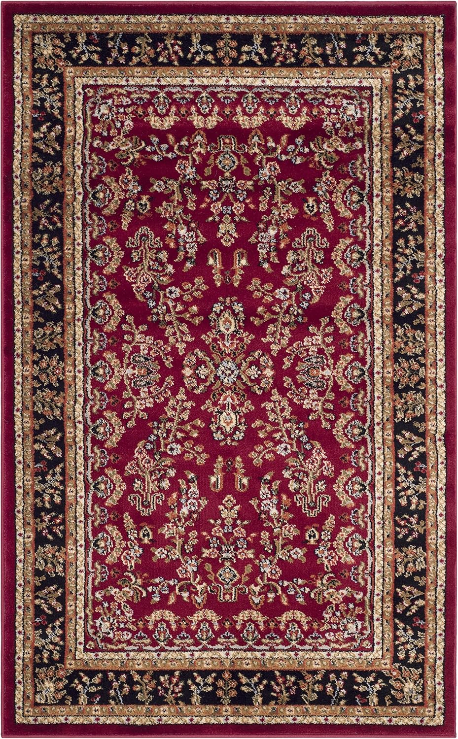 SAFAVIEH Lyndhurst Collection Area Rug - 6' x 9', Red & Black, Traditional Oriental Design, Non-Shedding & Easy Care, Ideal for High Traffic Areas in Living Room, Bedroom (LNH331B)