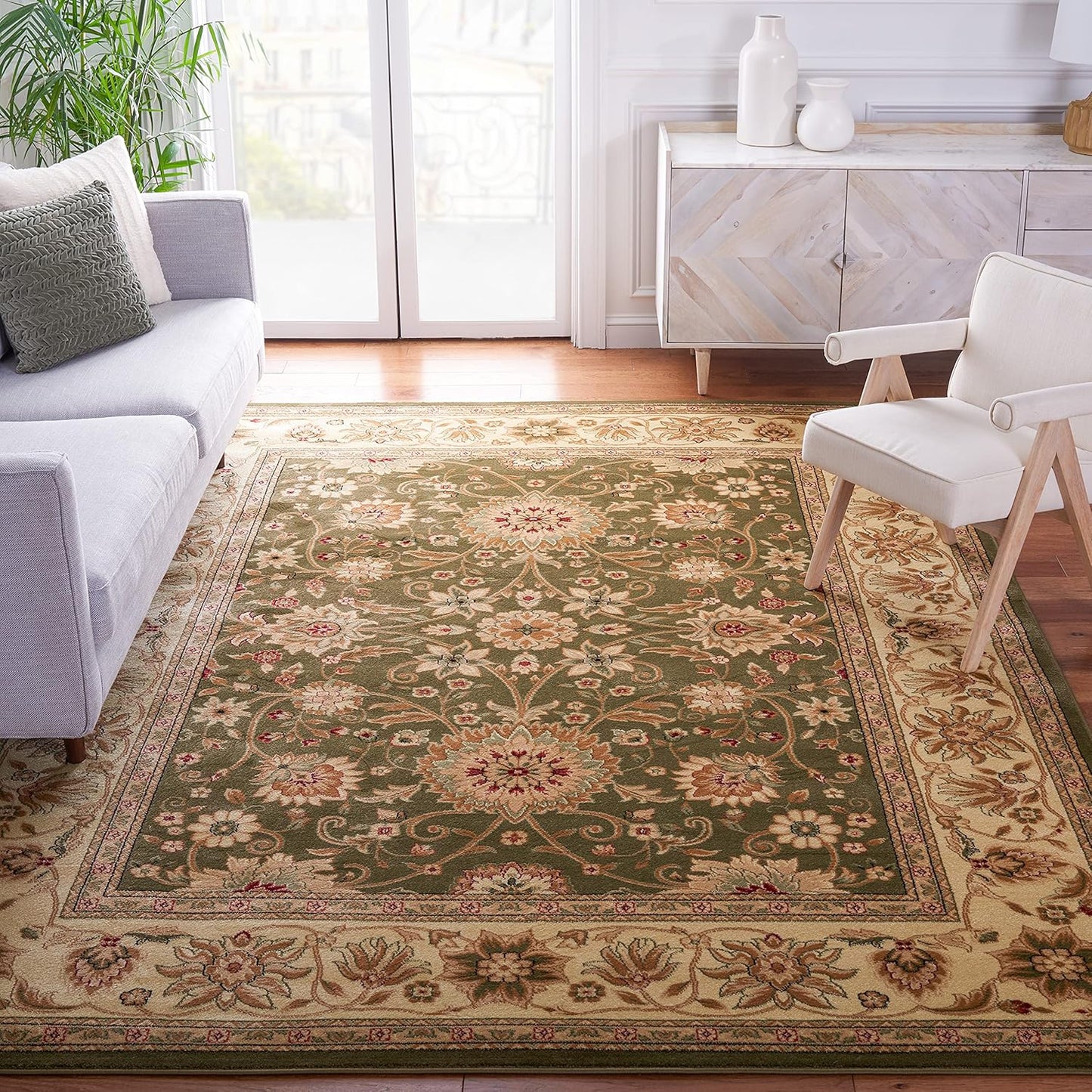 SAFAVIEH Lyndhurst Collection Area Rug - 9' x 12', Beige & Ivory, Traditional Oriental Design, Non-Shedding & Easy Care, Ideal for High Traffic Areas in Living Room, Bedroom (LNH212D)