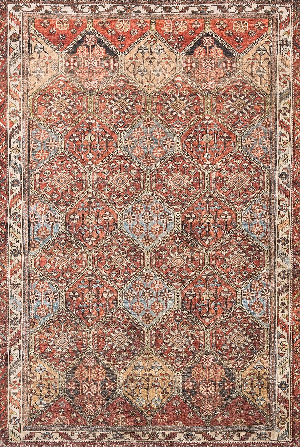 Loloi Loren Collection LQ-15 Terracotta/Sky 5'-0" x 7'-6" Area Rug