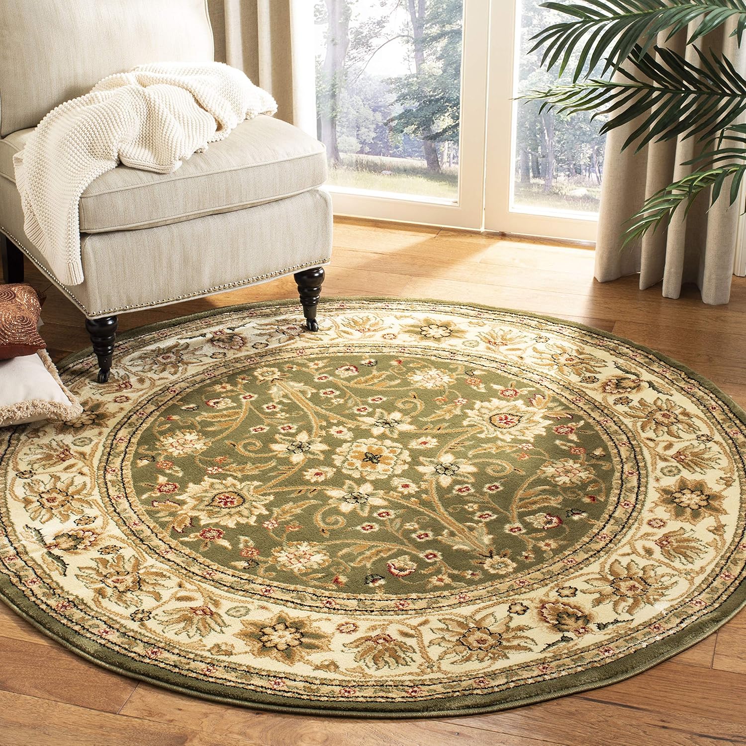 SAFAVIEH Lyndhurst Collection Area Rug - 8' x 10', Beige & Ivory, Traditional Oriental Design, Non-Shedding & Easy Care, Ideal for High Traffic Areas in Living Room, Bedroom (LNH212D)