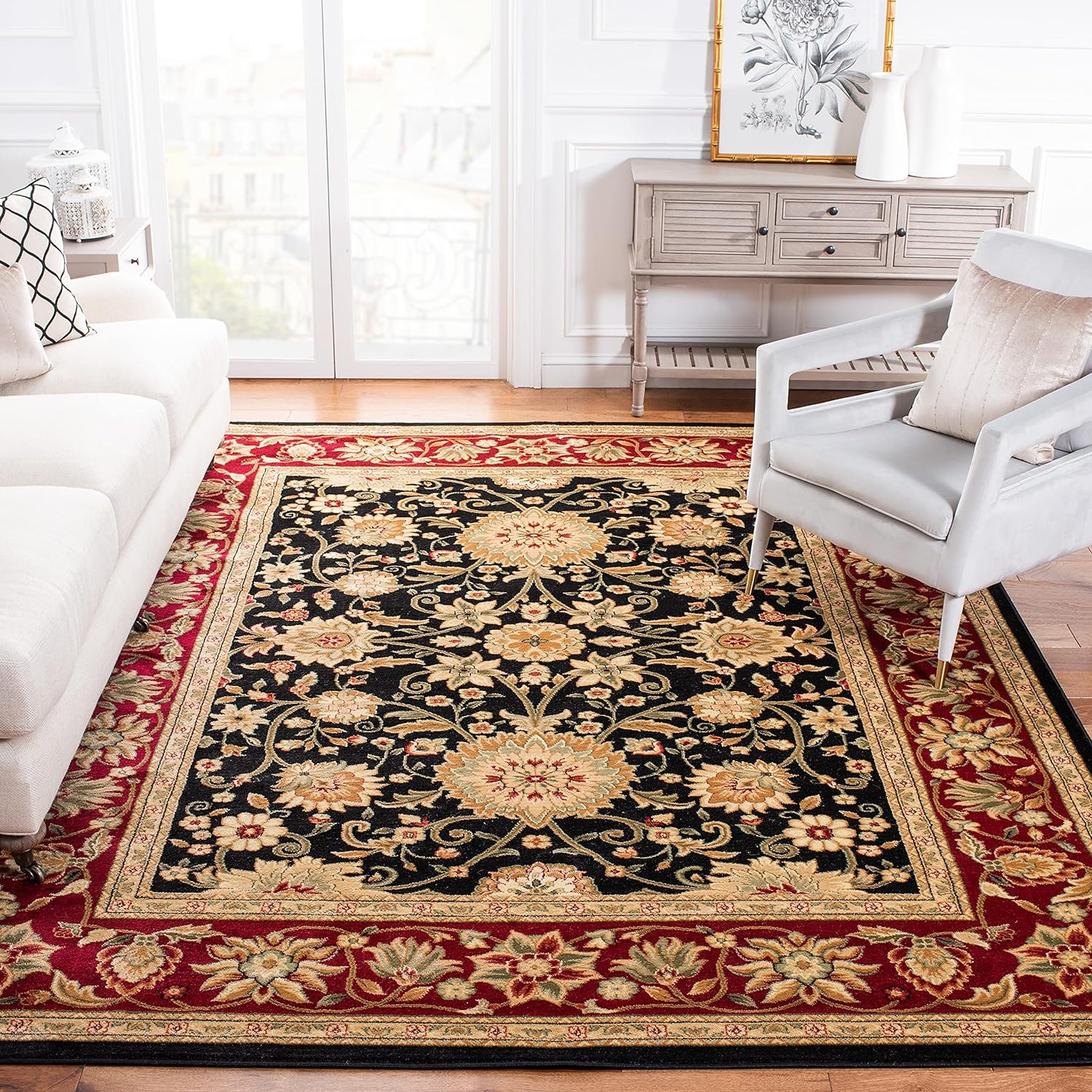 SAFAVIEH Lyndhurst Collection Area Rug - 8' x 10', Beige & Ivory, Traditional Oriental Design, Non-Shedding & Easy Care, Ideal for High Traffic Areas in Living Room, Bedroom (LNH212D)