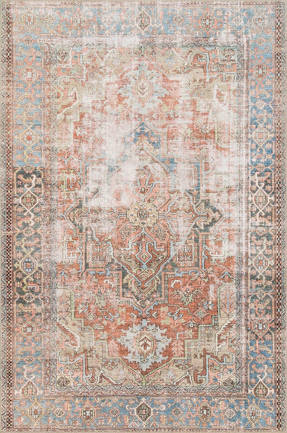 Loloi Loren Collection LQ-15 Terracotta/Sky 5'-0" x 7'-6" Area Rug